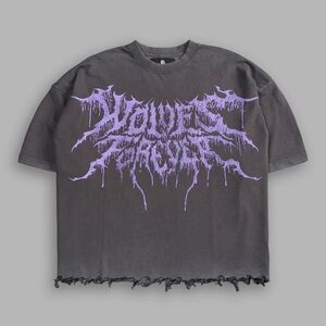 DRIP HESH DESTROYED GRUNGE "BOX CUT" TEE IN WOLF GRAY